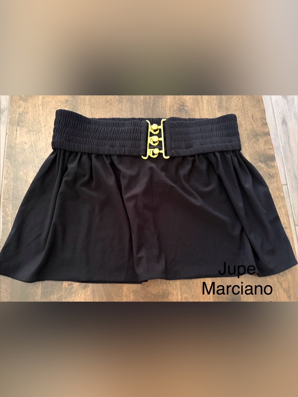 Marciano Black Mini Skirt with Gold Hardware